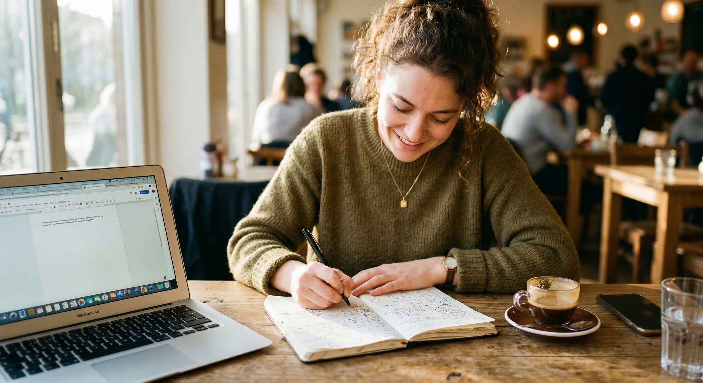 Persona pensando y escribiendo